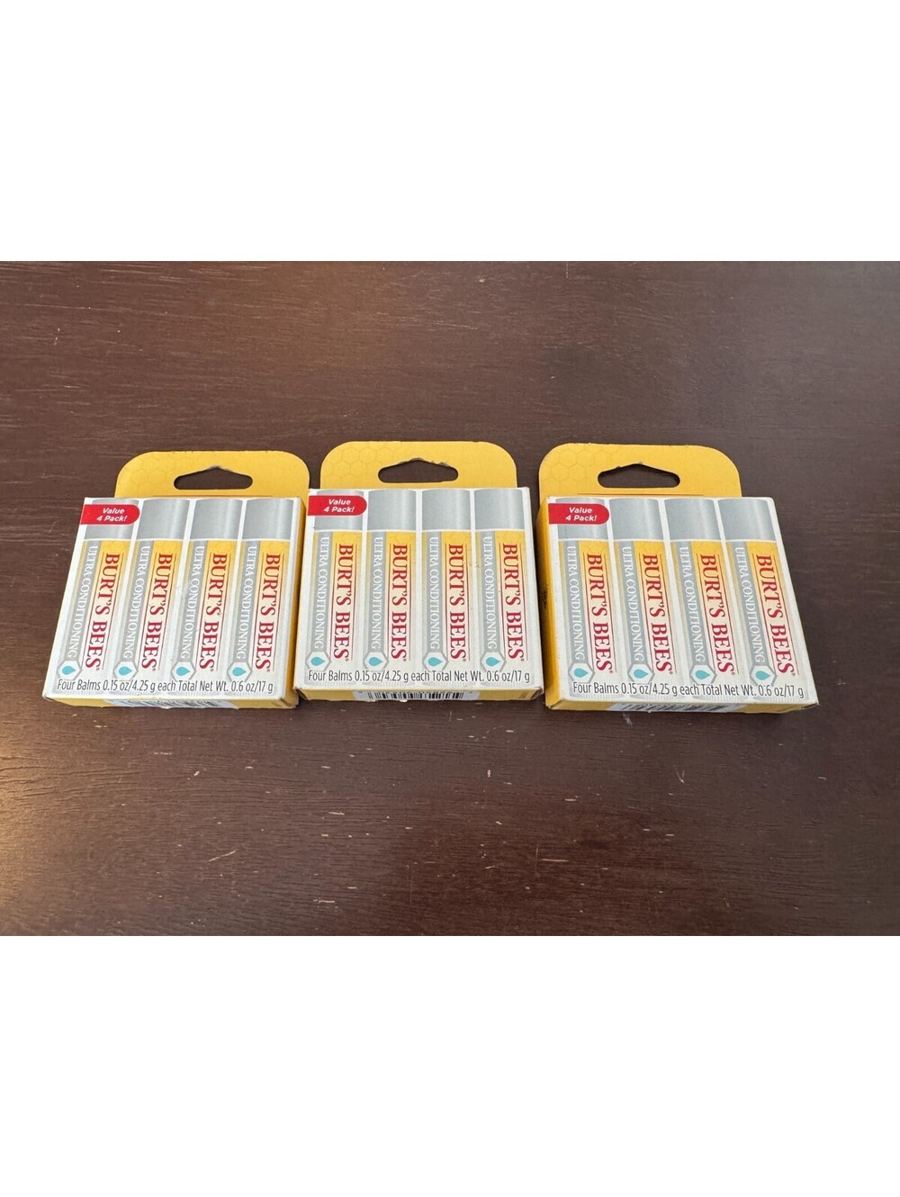 Burt's Bees Ultra Conditioning Moisturizing Lip Balm 3 Pack/ 12balms Burts Bees